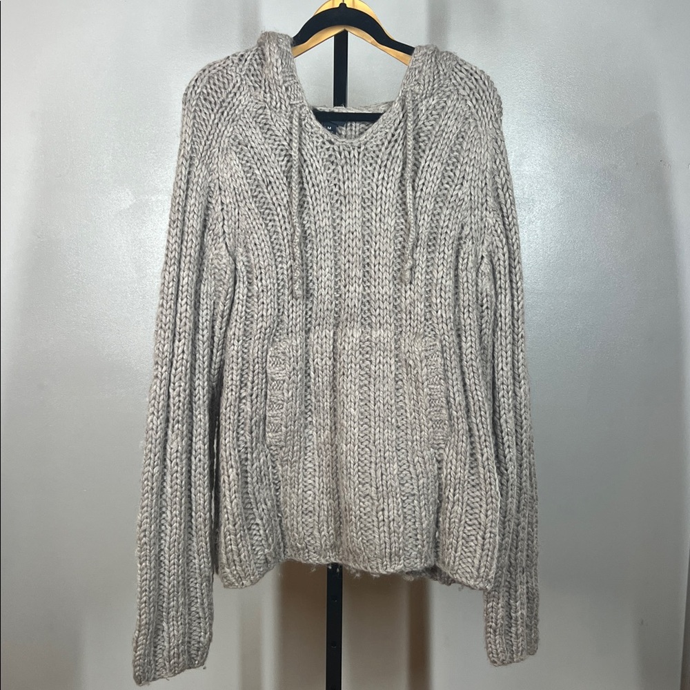 H&M L.O.G.G. Heather Gray Knit Sweater with hoodie